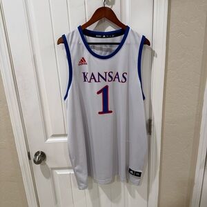 Kansas Jayhawks #1 Basketball Jersey Adidas White 2XL KU NCAA